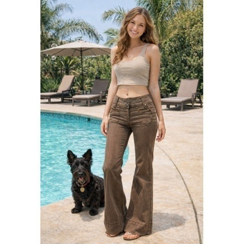 Next Bootcut Flare Jeans Women's 14R Brown Stretch Mid Rise Excellent Condition